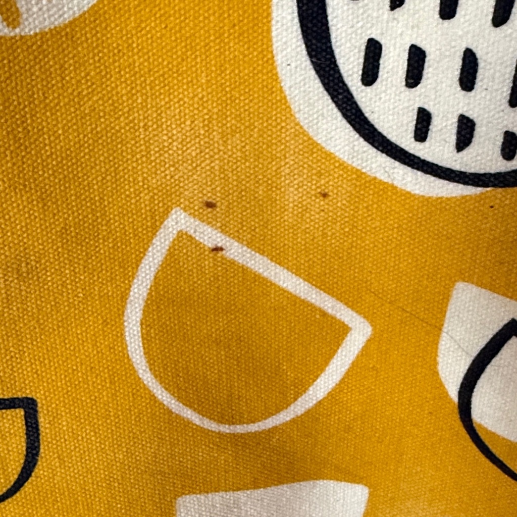 Maika Mustard Yellow Patterned Canvas Tote Bag With Brown Handles — image 8 of 8